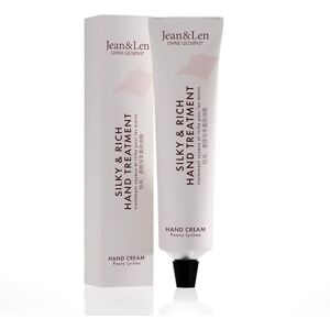 Jean & Len Silky en Rich Treatment Peony en Lychee, 100 procent recyclebare aluminium tube (zonder deksel), rijke handcrème, voor zachte handen, zonder parabenen en siliconen, vegan, 75 ml Jean & Len Silky en Rich Treatment Peony en Lychee, 100 procent recyclebare aluminium tube (zonder deksel), rijke handcrème, voor zachte handen, zonder parabenen en siliconen, vegan, 75 ml