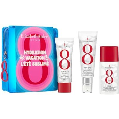 Elizabeth Arden Eight Hour Hydration Vacation 3-Delige Cadeauset, Skin Perfecting Moisturizer, 2-in-1 Reiniger, Daily Defense Nourishing Fluid SPF 40, Zuivert, Hydrateert en Beschermt Elizabeth Arden Eight Hour Hydration Vacation 3-Delige Cadeauset, Skin Perfecting Moisturizer, 2-in-1 Reiniger, Daily Defense Nourishing Fluid SPF 40, Zuivert, Hydrateert en Beschermt