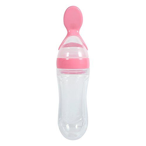 Raguso Zuigelingenlepel Lekvrije fles Babylepel Voedsel Uitgifte Lepel Sap(Pink)