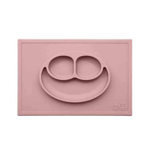 ezpz Happy Mat (Blush) 100% siliconen zuigplaat met ingebouwde placemat voor peuters en kleuters verdeelde plaat vaatwasmachinebestendig 24 maanden +