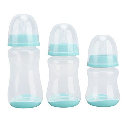 Luqeeg Babyfles Set, 3Pcs Silicone Zachte Babyfles, Pasgeboren hybride babyfles set Brede hals Borst naar fles Pomp & opslag Voedingsset Essentiële Babyfles, 180ml 240ml 300ml (Groente)