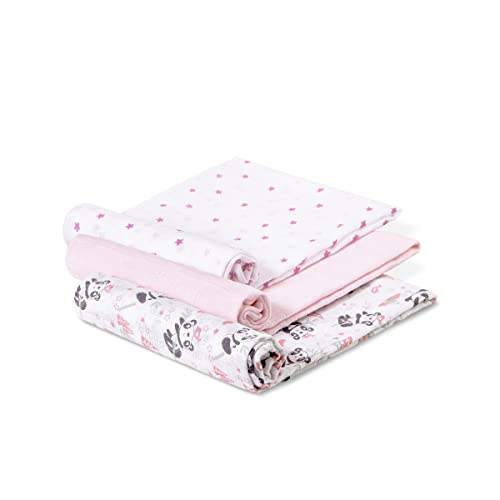 Interbaby Set van 3 babyluiers, panda, roze