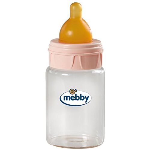 Mebby Glazen babyfles met siliconen speen (180 ml, roze)