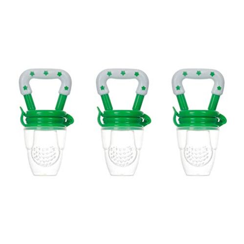 Mengmiao Baby Feeder Fopspeen 3 Stks Draagbare Fruit Voedsel Supplement Feeder Tepel Groenten Fruit Fopspeen (Groen #1, 5,5 * 10 cm (3 Stk))