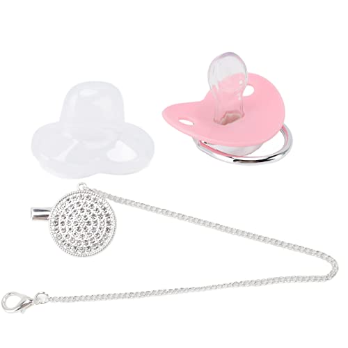 Pssopp Fopspeen voor Baby's Fopspeen voor Baby's Bling Siliconen Fopspeen Bling Fopspeen voor Baby's Strass Kroon Ultrazachte Siliconen BPA-vrije Veilige Fopspeen voor Baby's Maat M (Roze)