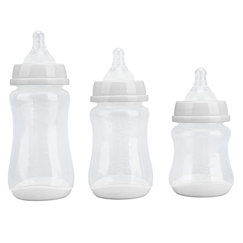 MXGZ Babyfles, Babyfles Set 3 Stuks PP Silicone Safe Zacht 180 240 300ml Voor Pasgeborenen (Wit)