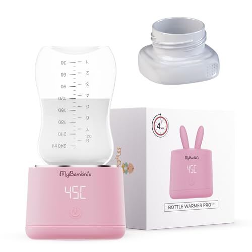 MyBambini's PRO™ Draagbare flessenwarmer baby, flessenwarmer babyreizen, borstmelkwarmer baby, USB-flessenwarmer, voor auto, vliegtuig, compatibel met HEGEN (roze)