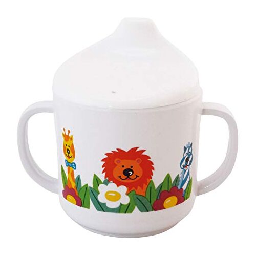 Bieco 04000141 drinkbeker Zoo, drinkbeker van melamine, mok om te leren drinken voor peuters, wit