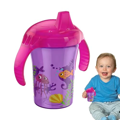 TILEZE Trainer Sippy Cup, siliconen peuterbekers, lichtgewicht flesvoeding voor peuters met 2 handvatten, morsvrij deksel babyflesvoedingspakket, zuigfles strobekers voor 6 maanden oude kinderen