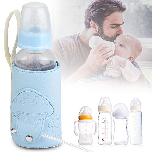 banapo Draagbare melkverwarmer dekselverwarmer fleszak melkflesverwarmer, babyflesverwarmer, USB-babyflesverwarmer, fles mineraalwater voor waterbeker(blue)