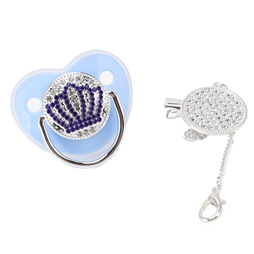 Pssopp Fopspeen voor Baby's Fopspeen voor Baby's Bling Siliconen Fopspeen Bling Fopspeen voor Baby's Strass Kroon Ultrazachte Siliconen BPA-vrije Veilige Fopspeen voor Baby's Maat M (Blauwe M)