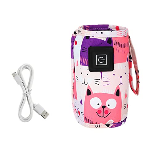 Vereen USB Melk Water Warmer Draagbare Baby Zuigfles Verwarming voor Baby Outdoor Winter -Roze