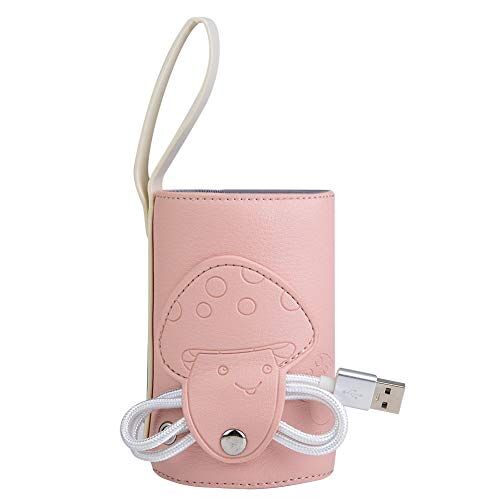 needlid Melkflesverwarmer, slimme flessenwarmer Babyflesverwarmer, draagbare melkverwarmer Deksel Babymelkverwarmer Deksel voor babyflesverwarmer USB-babyflesverwarmer,(Pink)