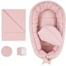 Totsy Baby Babynestje newborn 90x50 cm Katoen knuffelnest babynest 5-delig cocon met Dirty Pink