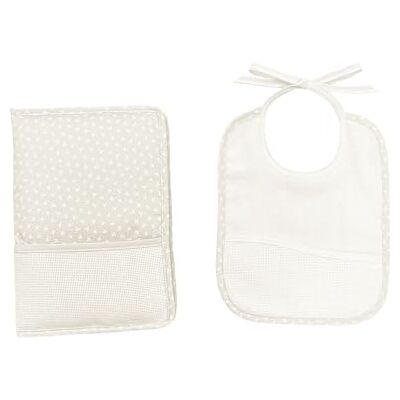 FILET Set van 2 stuks bestaande uit afdekking voor gezondheidsboekje, compatibel met het gezondheidscertificaat voor kinderen CERFA nr. 12593 x 02 en slabbetjes om te borduren, Made in Italy, taupe FILET Set van 2 stuks bestaande uit afdekking voor gezondheidsboekje, compatibel met het gezondheidscertificaat voor kinderen CERFA nr. 12593 x 02 en slabbetjes om te borduren, Made in Italy, taupe