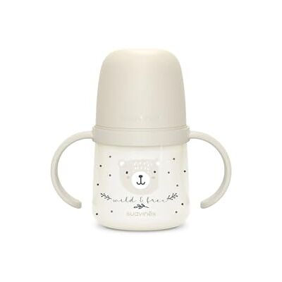 Suavinex , Babydrinkbeker, babyfles met handvat, glow in the dark, beker met lekvrije siliconen tuit, met anti-koliek ventiel, voor baby's + 6 maanden, ideaal voor nacht, 150 ml, grijs Suavinex , Babydrinkbeker, babyfles met handvat, glow in the dark, beker met lekvrije siliconen tuit, met anti-koliek ventiel, voor baby's + 6 maanden, ideaal voor nacht, 150 ml, grijs