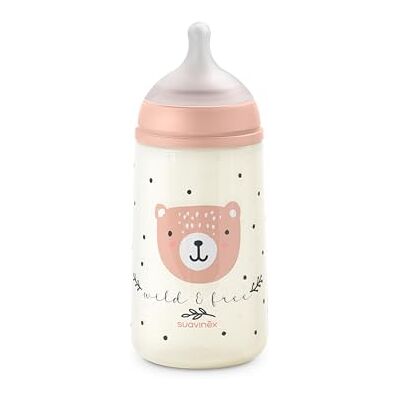 Suavinex , Fles 270 ml met fysiologische speen SX Pro gemaakt van siliconen met antikoliekventiel, gemiddelde stroom (M), voor vloeistoffen met gemiddelde dichtheid, melk, sap of water. Pasgeborenen + Suavinex , Fles 270 ml met fysiologische speen SX Pro gemaakt van siliconen met antikoliekventiel, gemiddelde stroom (M), voor vloeistoffen met gemiddelde dichtheid, melk, sap of water. Pasgeborenen +