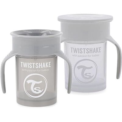 Twistshake 2x Morsvrije Baby 360 Drinkbeker Met Siliconen Sluiting 230ml Sippy Cup Voor Kinderen & Peuters Lekvrije Waterfles BPA-Vrij Grijs Wit Twistshake 2x Morsvrije Baby 360 Drinkbeker Met Siliconen Sluiting 230ml Sippy Cup Voor Kinderen & Peuters Lekvrije Waterfles BPA-Vrij Grijs Wit