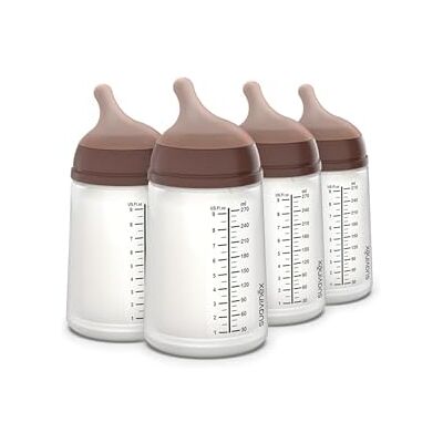 Suavinex , Zero Zero Zero Pack van 4 anti-koliek flessen, 270 ml, gemiddelde doorstroming (M) van siliconen, +3 maanden, moedermelk, kunstmatige melk, vloeistoffen met gemiddelde dichtheid, compatibel Suavinex , Zero Zero Zero Pack van 4 anti-koliek flessen, 270 ml, gemiddelde doorstroming (M) van siliconen, +3 maanden, moedermelk, kunstmatige melk, vloeistoffen met gemiddelde dichtheid, compatibel