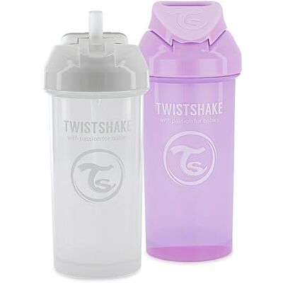 Twistshake 2x Baby Sippy Cup Met Rietje 360ml Lekvrije Waterfles Voor Kinderen en Peuters BPA-Vrij Trainingssippy Cup Wit Paars Twistshake 2x Baby Sippy Cup Met Rietje 360ml Lekvrije Waterfles Voor Kinderen en Peuters BPA-Vrij Trainingssippy Cup Wit Paars