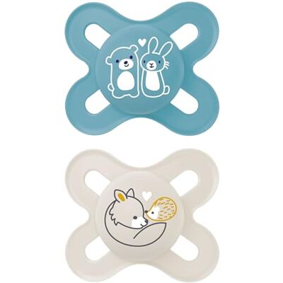 MAM Latex Natuurlijke Rubber Fopspeen voor Pasgeboren 0-2 Maanden Met Symmetrische Zuignap, Plat En Flexibele Met Zelfsteriliserende Doos, Mat Blauw, 2 Stks MAM Latex Natuurlijke Rubber Fopspeen voor Pasgeboren 0-2 Maanden Met Symmetrische Zuignap, Plat En Flexibele Met Zelfsteriliserende Doos, Mat Blauw, 2 Stks
