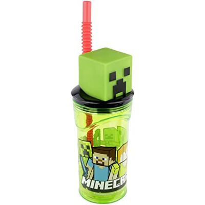 p:os 33198 drinkbeker voor kinderen met rietje en deksel, doorzichtig, incl. 3D-figuur in Minecraft design, ca. 360 ml, plastic beker to-go, BPA en ftalaatvrij,groen/zwart p:os 33198 drinkbeker voor kinderen met rietje en deksel, doorzichtig, incl. 3D-figuur in Minecraft design, ca. 360 ml, plastic beker to-go, BPA en ftalaatvrij,groen/zwart