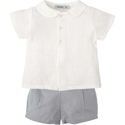 BABIDU Set voor kinderen met wit shirt met lange mouwen en ronde hals en knoopsluiting, uniseks, baby, Uniek, 3 Maanden BABIDU Set voor kinderen met wit shirt met lange mouwen en ronde hals en knoopsluiting, uniseks, baby, Uniek, 3 Maanden