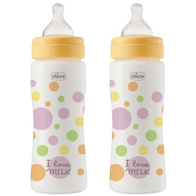 Chicco Set 2 Flessen Perfect Easy Flow Fast, Bibern Anticolic, Vermindert regurgitatie en prikkelbaarheid, 330 ml plastic fles, cadeauset, spaarpakket, 4 maanden +, baby Chicco Set 2 Flessen Perfect Easy Flow Fast, Bibern Anticolic, Vermindert regurgitatie en prikkelbaarheid, 330 ml plastic fles, cadeauset, spaarpakket, 4 maanden +, baby