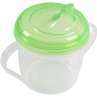 Poupy BPA-vrije plastic kinderbeker met twee handgrepen en een deksel met tuit, wasbaar en herbruikbaar Poupy BPA-vrije plastic kinderbeker met twee handgrepen en een deksel met tuit, wasbaar en herbruikbaar