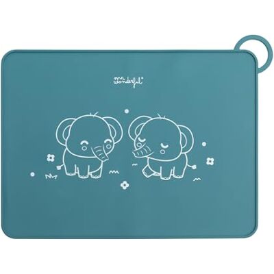 Mr Wonderful Siliconen Placemat Olifant Blauw - Placemat Mr Wonderful Siliconen Placemat Olifant Blauw - Placemat
