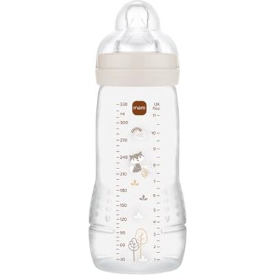MAM Easy Active babyfles versierd 330 ml zand X-flow speen MAM Easy Active babyfles versierd 330 ml zand X-flow speen