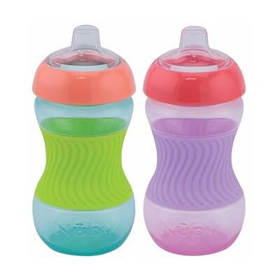 Nuby 2-Pack Mini Cup Oefenbeker voor kinderen met een siliconen handgreep Drinkbeker voor baby 2 stuks Roze & Groen 180 ml 4+ maanden Nuby 2-Pack Mini Cup Oefenbeker voor kinderen met een siliconen handgreep Drinkbeker voor baby 2 stuks Roze & Groen 180 ml 4+ maanden