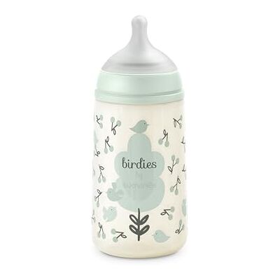 Suavinex , Anti-koliek fles 270 ml met fysiologische speen SX Pro van siliconen, medium debiet (M), voor vloeistoffen met gemiddelde dichtheid, melk, sappen of water, baby's + 3 maanden, vogels, groen Suavinex , Anti-koliek fles 270 ml met fysiologische speen SX Pro van siliconen, medium debiet (M), voor vloeistoffen met gemiddelde dichtheid, melk, sappen of water, baby's + 3 maanden, vogels, groen