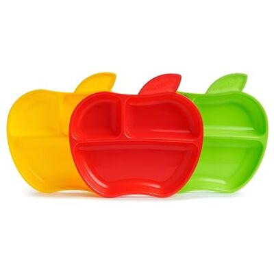 Munchkin Lil' Apple Divided Toddler Plates, Pack of 3 Munchkin Lil' Apple Divided Toddler Plates, Pack of 3