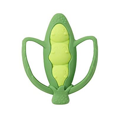 INFANTINO Lil' Nibble Teether Pea Pod Silicone Soft-Textured teether for Sensory Exploration and Teething Relief, with Easy to Hold Handles, Green INFANTINO Lil' Nibble Teether Pea Pod Silicone Soft-Textured teether for Sensory Exploration and Teething Relief, with Easy to Hold Handles, Green