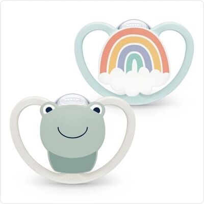 NUK Babyfopspeen - 0-6 Maanden Frosk/Regenboog Siliconen T1 NUK Babyfopspeen - 0-6 Maanden Frosk/Regenboog Siliconen T1