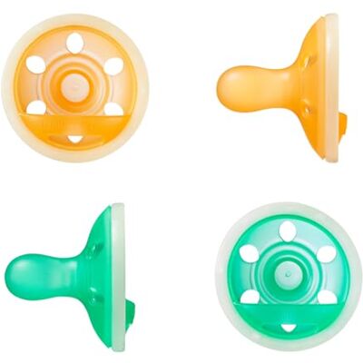 Tommee Tippee Op de borst lijkende Night Glow fopspeen, 6-18 m, set van 4, lichtgewicht, eendelig siliconen design Tommee Tippee Op de borst lijkende Night Glow fopspeen, 6-18 m, set van 4, lichtgewicht, eendelig siliconen design