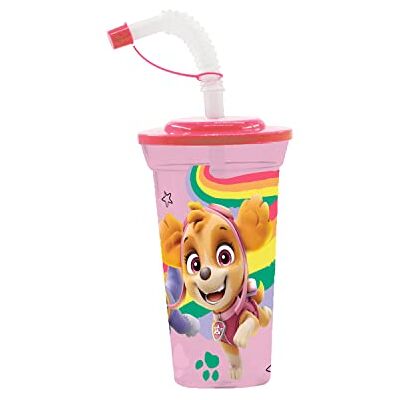 p:os Paw Patrol drinkbeker voor kinderen met geïntegreerd rietje en deksel, drinkbeker met ca. 430 ml inhoud, ideaal voor koude dranken p:os Paw Patrol drinkbeker voor kinderen met geïntegreerd rietje en deksel, drinkbeker met ca. 430 ml inhoud, ideaal voor koude dranken