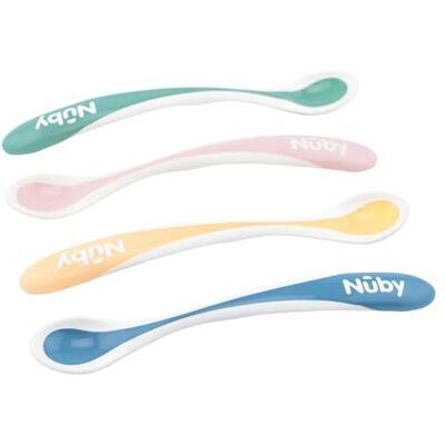 Nuby Nûby 5278 ID5278 Thermo-lepel, zacht, vanaf 4 maanden, gesorteerd, 4 stuks Nuby Nûby 5278 ID5278 Thermo-lepel, zacht, vanaf 4 maanden, gesorteerd, 4 stuks