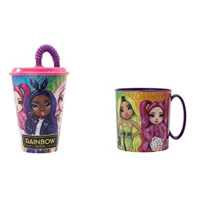 ALMACENESADAN , 4824 Regenboogset bestaande uit magnetron 350 ml en beker met schacht 430 ml, herbruikbaar, BPA-vrij ALMACENESADAN , 4824 Regenboogset bestaande uit magnetron 350 ml en beker met schacht 430 ml, herbruikbaar, BPA-vrij