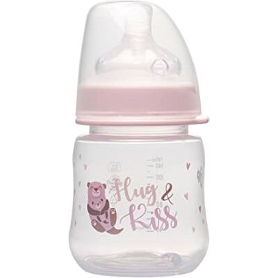 nip Fles met brede hals met anti-koliek zuiger: babydrinkfles met Actiflex systeem, Made in Germany, BPA-vrij, siliconen, eenheidsmaat, zuiggat M-medium drinkstroom, 150 ml, meisje nip Fles met brede hals met anti-koliek zuiger: babydrinkfles met Actiflex systeem, Made in Germany, BPA-vrij, siliconen, eenheidsmaat, zuiggat M-medium drinkstroom, 150 ml, meisje