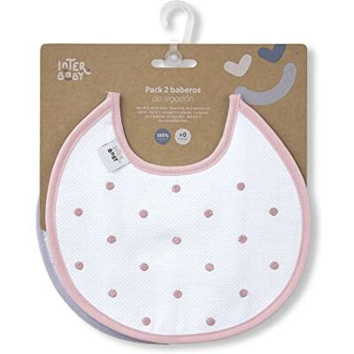 Interbaby Slabbetjes rond Bodoques in roze en grijs 2 stuks Interbaby Slabbetjes rond Bodoques in roze en grijs 2 stuks