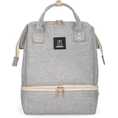 MOMIGO Borstkolfrugzak koelere en vochtbestendige tas dubbellaags voor moeder buiten werkrugzak met USB-oplaadpoort, groot (grijs) MOMIGO Borstkolfrugzak koelere en vochtbestendige tas dubbellaags voor moeder buiten werkrugzak met USB-oplaadpoort, groot (grijs)