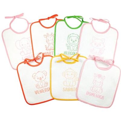 Bubabù Model CON094 Set van 7 slabbetjes voor baby's Bubabù Model CON094 Set van 7 slabbetjes voor baby's