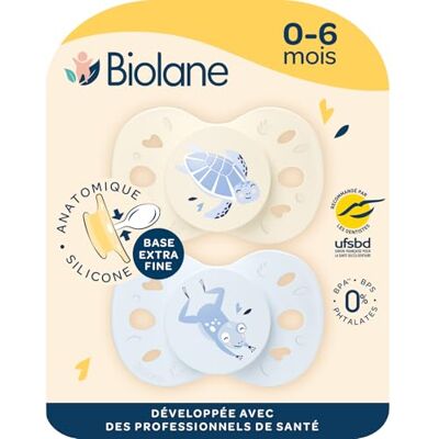 Biolane Anatomische spenen van dieren- Extra fijne fopspenen 0 tot 6 maanden- Blauw en beige Platte en omkeerbare speen Optimaal draagcomfort- Respect voor de mondontwikkeling- Hernieuwbare Biolane Anatomische spenen van dieren- Extra fijne fopspenen 0 tot 6 maanden- Blauw en beige Platte en omkeerbare speen Optimaal draagcomfort- Respect voor de mondontwikkeling- Hernieuwbare