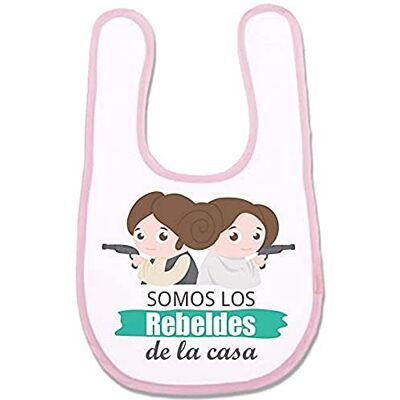 SUPERMOLON 03755 "Wir sind die Rebeldes de Casa" slabbetjes Mellizas met klittenbandsluiting, pastelroze, uniseks. SUPERMOLON 03755 "Wir sind die Rebeldes de Casa" slabbetjes Mellizas met klittenbandsluiting, pastelroze, uniseks.