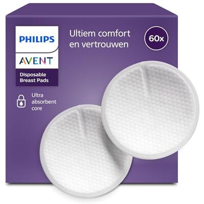 AVENT Philips -wegwerpborstkompressen – Absorberende Kern met Drie Lagen, Lekvrij, Zijdezachte Honingraatstructuur, Ultradun en Discreet, Individueel Verpakt, 60 Stuks, SCF254/61 AVENT Philips -wegwerpborstkompressen – Absorberende Kern met Drie Lagen, Lekvrij, Zijdezachte Honingraatstructuur, Ultradun en Discreet, Individueel Verpakt, 60 Stuks, SCF254/61