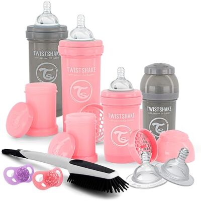 Twistshake Newborn Starter Flessensets, 9 st 4x Antikrampjesventiel Babyfles, 2x Spenen Orthodontisch, 2x Groot Spenen, 1x Flessen-en Speenborstel, 0+ Maanden, Meisje Twistshake Newborn Starter Flessensets, 9 st 4x Antikrampjesventiel Babyfles, 2x Spenen Orthodontisch, 2x Groot Spenen, 1x Flessen-en Speenborstel, 0+ Maanden, Meisje