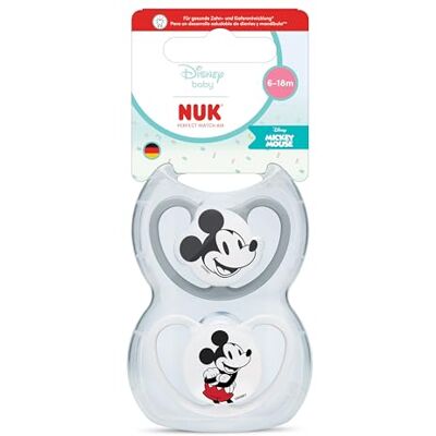 NUK Perfect Match Air-fopspeen 6-18 maanden Orthodontische fopspenen die de luchtstroom bevorderen en speekseluitslag voorkomen 95% babyacceptatie** Mickey Mouse 2 stuks NUK Perfect Match Air-fopspeen 6-18 maanden Orthodontische fopspenen die de luchtstroom bevorderen en speekseluitslag voorkomen 95% babyacceptatie** Mickey Mouse 2 stuks