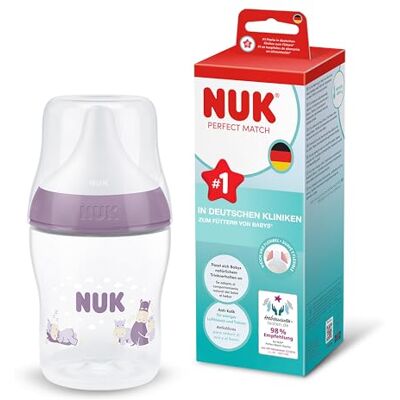 NUK Perfect Match Babyfles 0+ Maanden 150ml Anti-Koliek Voedingsfles PP Temperatuurcontrole Indicator Nijlpaard 1 Stuk NUK Perfect Match Babyfles 0+ Maanden 150ml Anti-Koliek Voedingsfles PP Temperatuurcontrole Indicator Nijlpaard 1 Stuk